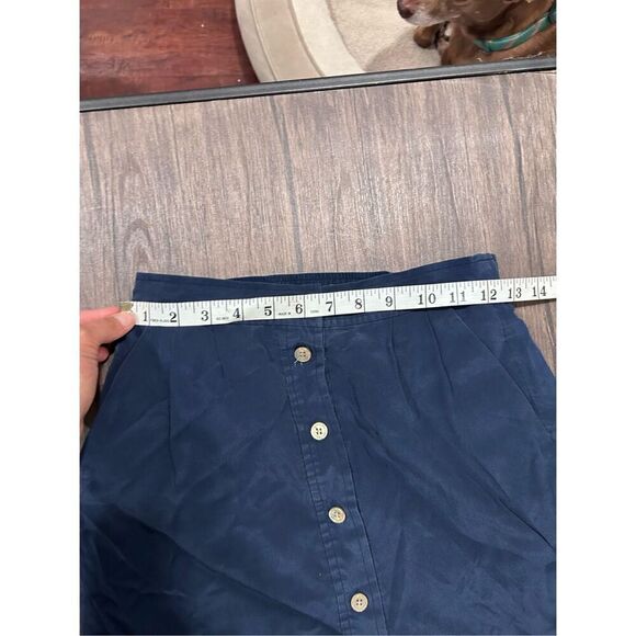 Madewell Navy Blue Button Front Silk Knee length Skirt Size XSY2K Feminine - Picture 11 of 12